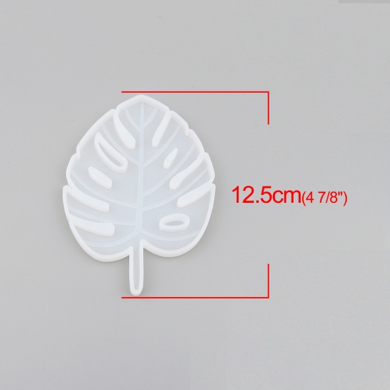 Picture of Silicone Resin Mold For Jewelry Making Leaf White 12.5cm x 8.6cm, 1 Piece
