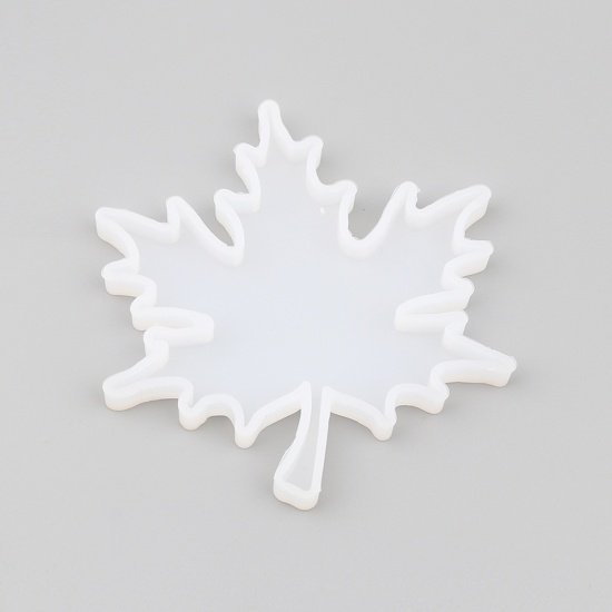 Picture of Silicone Resin Mold For Jewelry Making Maple Leaf White 10cm x 9.2cm, 1 Piece
