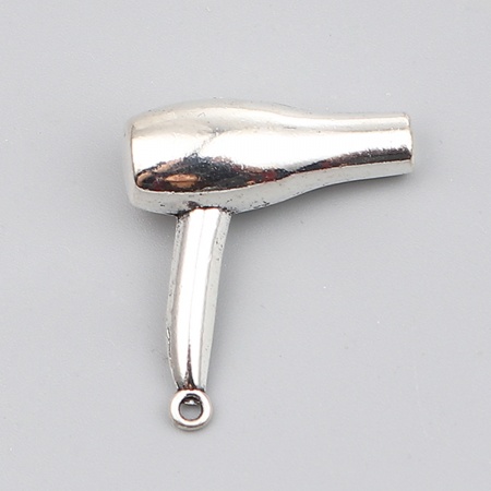 Zinc Based Alloy Charms Hair Dryer Antique Silver Color 26mm x 23mm, 10 PCs