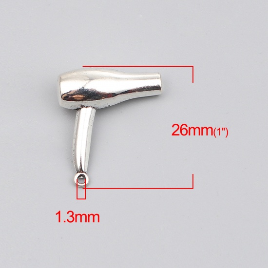 Picture of Zinc Based Alloy Charms Hair Dryer Antique Silver Color 26mm x 23mm, 10 PCs