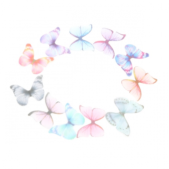 Immagine di Organza Eterea Farfalla Fai Da Te Blu Pallido & Viola 43mm x 33mm, 50 Pz