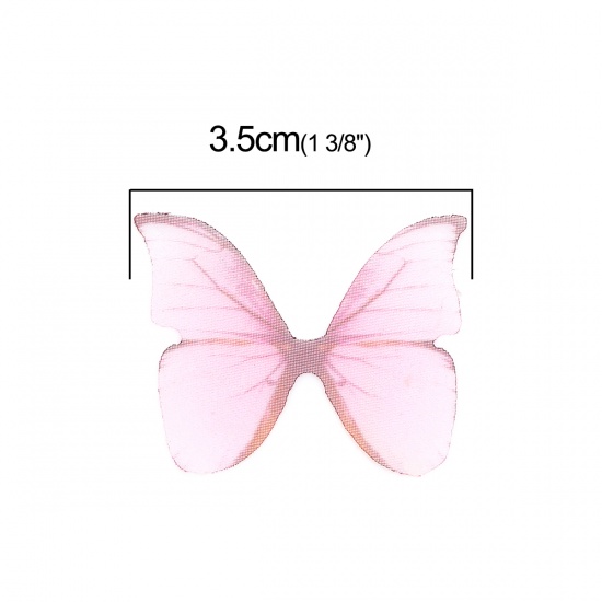 Picture of Organza Ethereal Butterfly For DIY & Craft Pink 38mm x 32mm, 50 PCs