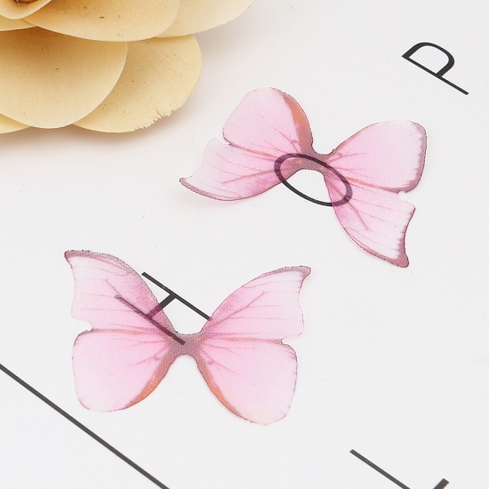 Picture of Organza Ethereal Butterfly For DIY & Craft Pink 38mm x 32mm, 50 PCs