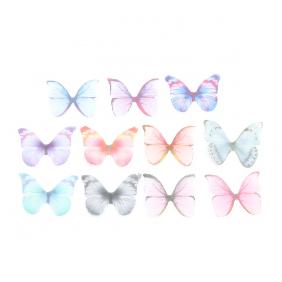 Picture of Organza Ethereal Butterfly For DIY & Craft Pink 38mm x 32mm, 50 PCs