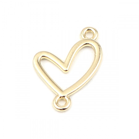 Zinc Based Alloy Valentine's Day Connectors Heart Gold Plated 16mm x 13mm, 20 PCs