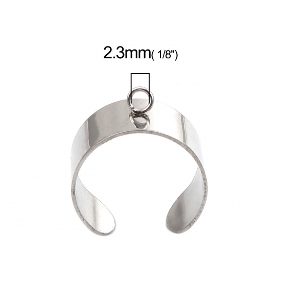 Изображение Stainless Steel Open Rings Silver Tone U-shaped W/ Open Loop 18.1mm(US Size 8), 10 PCs