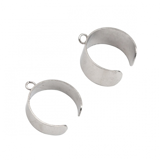Изображение Stainless Steel Open Rings Silver Tone U-shaped W/ Open Loop 18.1mm(US Size 8), 10 PCs
