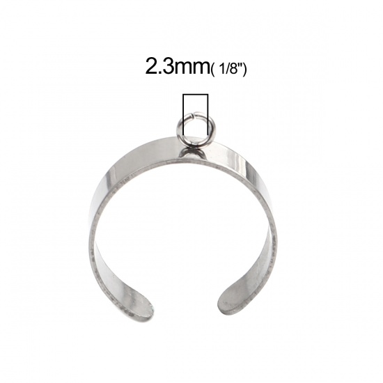 Immagine di Stainless Steel Open Rings Silver Tone U-shaped W/ Open Loop 18.1mm(US Size 8), 10 PCs