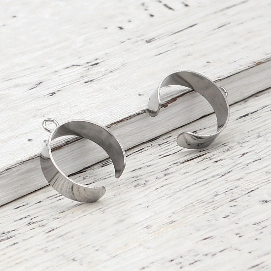 Picture of Stainless Steel Open Rings Silver Tone U-shaped W/ Open Loop 18.1mm(US Size 8), 10 PCs