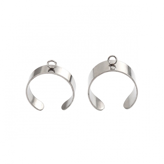 Immagine di Stainless Steel Open Rings Silver Tone U-shaped W/ Open Loop 18.1mm(US Size 8), 10 PCs