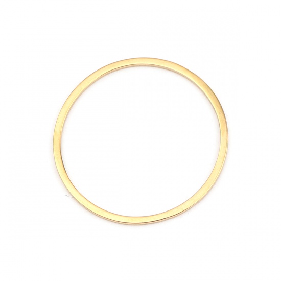 Picture of 0.8mm 304 Stainless Steel Closed Soldered Jump Rings Findings Circle Ring Gold Plated 25mm Dia., 5 PCs