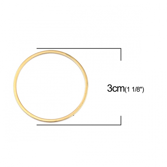 Immagine di 0.8mm Stainless Steel Closed Soldered Jump Rings Findings Circle Ring Gold Plated 30mm Dia., 5 PCs