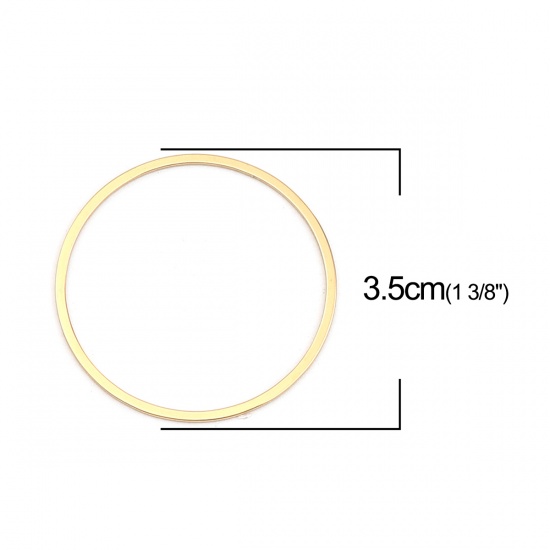 Picture of 0.8mm 304 Stainless Steel Closed Soldered Jump Rings Findings Circle Ring Gold Plated 35mm Dia., 5 PCs