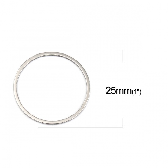 0.8mm ステンレス鋼 口閉じ丸カン 丸カン 環状 シルバートーン 25mm 直径、 10 個 の画像