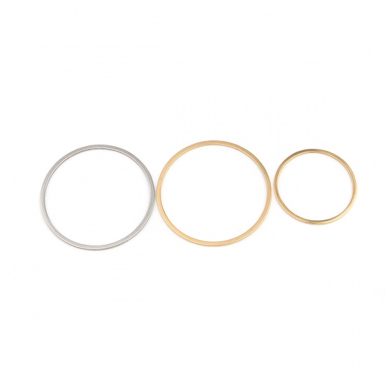 Picture of 0.8mm 304 Stainless Steel Closed Soldered Jump Rings Findings Circle Ring Silver Tone 35mm Dia., 10 PCs