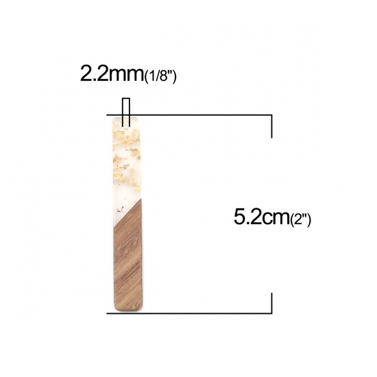 Picture of Resin & Wood Wood Effect Resin Pendants Rectangle Natural Foil 52mm x 7mm, 5 PCs