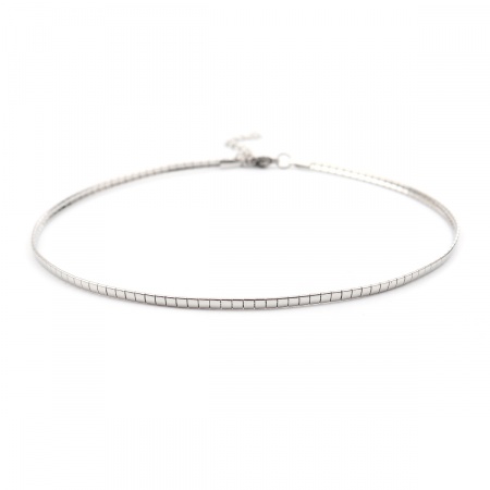 Imagen de Collar Gargantilla Al Por Mayor, Tono de Plata 304 Acero Inoxidable, Unisex Minimalista Regalo Joyería Para Minorista, 35cm longitud, Tamaño de la Cadena: 3mm, 1 Unidad