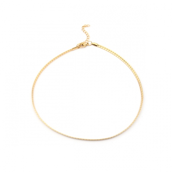 Picture of 304 Stainless Steel Choker Necklace Gold Plated Rectangle 35cm(13 6/8") long, 1 Piece