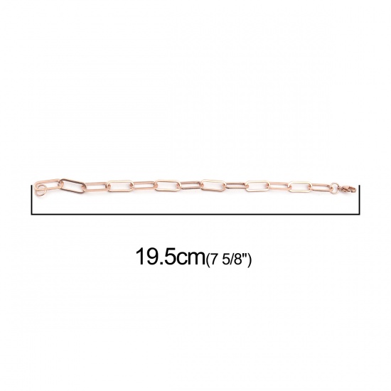 Picture of 304 Stainless Steel Bracelets Rose Gold Oval 19.5cm(7 5/8") long, 1 Piece
