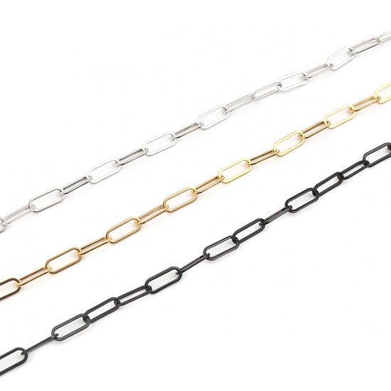 Image de 1 Pièce Colliers en 304 Acier Inoxydable Placage sous Vide Ovale Gun Métal 45cm long
