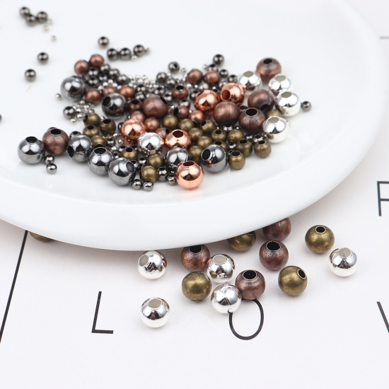 Immagine di Iron Based Alloy Spacer Beads Round Silver Tone About 2mm Dia., Hole: Approx 0.5mm, 5000 PCs