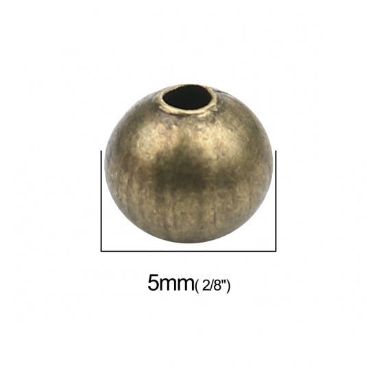 Bild von Eisenlegierung Zwischenperlen Spacer Perlen Rund Antik Bronze ca. 5mm D., Loch:ca. 2.5mm - 2mm, 1000 Stück