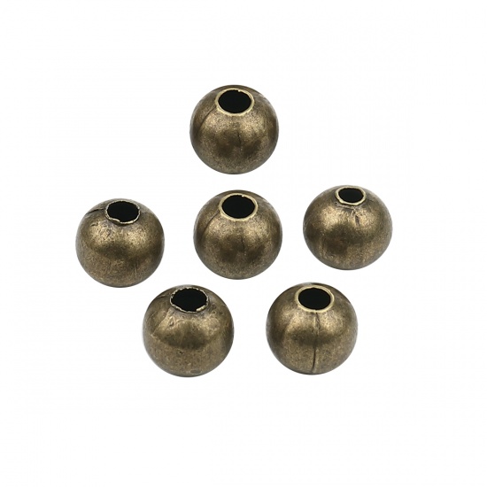 Bild von Eisenlegierung Zwischenperlen Spacer Perlen Rund Antik Bronze ca. 5mm D., Loch:ca. 2.5mm - 2mm, 1000 Stück