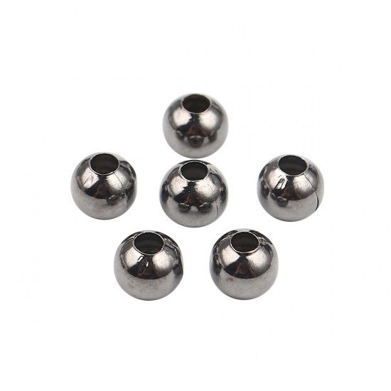 Immagine di Iron Based Alloy Spacer Beads Round Gunmetal About 5mm Dia., Hole: Approx 2.5mm - 2mm, 1000 PCs