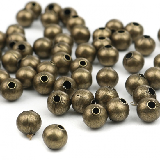 Picture of Iron Based Alloy Spacer Beads Round Antique Bronze About 8mm Dia., Hole: Approx 3.1mm, 200 PCs