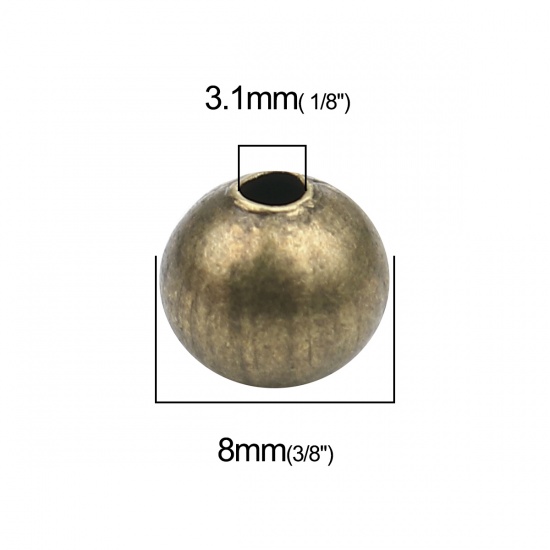 Picture of Iron Based Alloy Spacer Beads Round Antique Bronze About 8mm Dia., Hole: Approx 3.1mm, 200 PCs