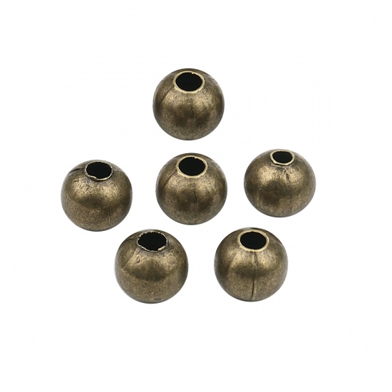 Picture of Iron Based Alloy Spacer Beads Round Antique Bronze About 8mm Dia., Hole: Approx 3.1mm, 200 PCs