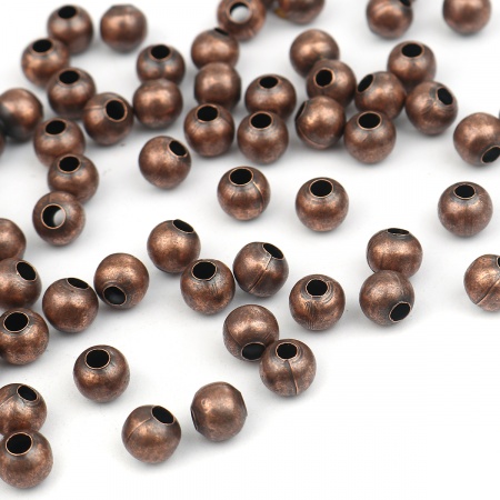 Round Copper Beads, 8mm Hollow Beads, Seamed Copper Beads, 1.8mm