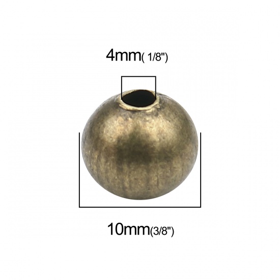 Bild von Eisenlegierung Zwischenperlen Spacer Perlen Rund Antik Bronze ca. 10mm D., Loch:ca. 4mm, 100 Stück