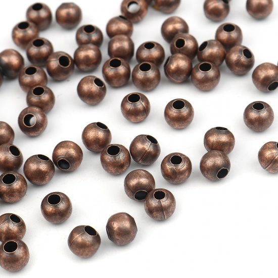 Picture of Iron Based Alloy Spacer Beads Round Antique Copper About 10mm Dia., Hole: Approx 4mm, 100 PCs