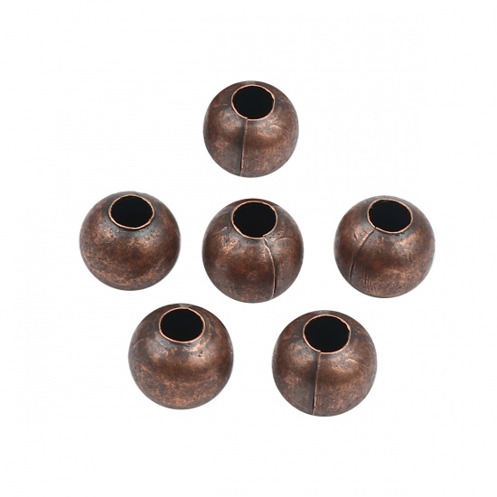 Picture of Iron Based Alloy Spacer Beads Round Antique Copper About 10mm Dia., Hole: Approx 4mm, 100 PCs