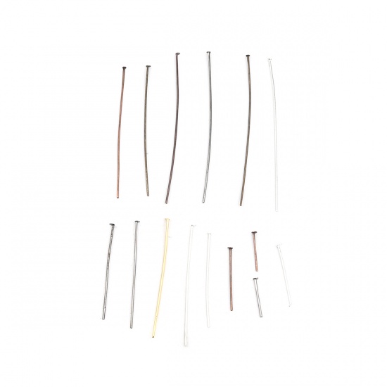 Picture of Iron Based Alloy Head Head Pins Gold Plated 26mm(1") long, 0.8mm, 2608 PCs