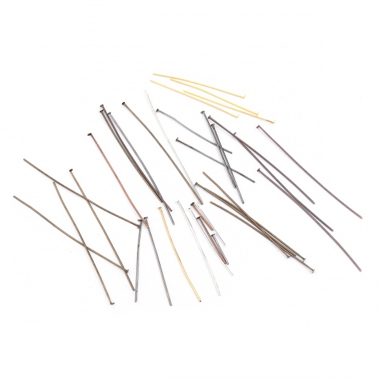 Picture of Iron Based Alloy Head Head Pins Antique Bronze 7cm(2 6/8") long, 0.8mm, 276 PCs