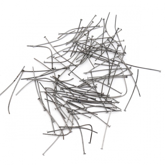 Picture of Iron Based Alloy Head Head Pins Gunmetal 4.5cm(1 6/8") long, 0.8mm, 942 PCs