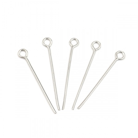 Iron Based Alloy Eye Eye Pins Silver Tone 26mm(1") long, 0.7mm, 3750 PCs