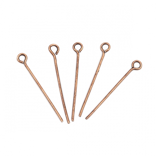 Picture of Iron Based Alloy Eye Eye Pins Antique Copper 26mm(1") long, 0.7mm, 3750 PCs