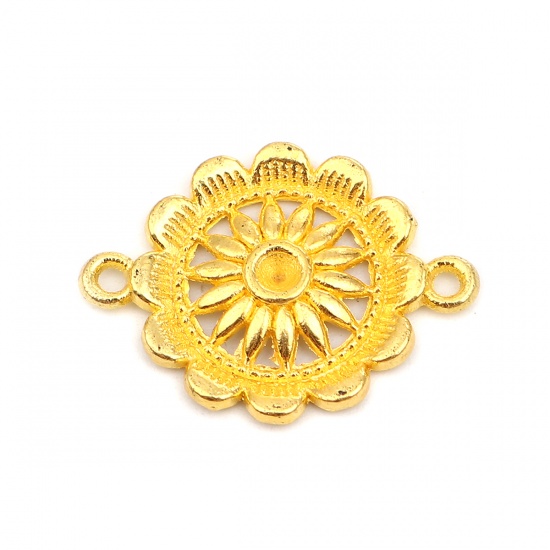Picture of Zinc Based Alloy Connectors Flower Gold Plated (Can Hold ss12 Pointed Back Rhinestone) 28mm x 21mm, 20 PCs