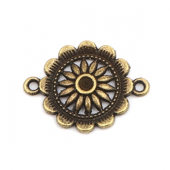 Picture of Zinc Based Alloy Connectors Flower Antique Bronze (Can Hold ss12 Pointed Back Rhinestone) 28mm x 21mm, 20 PCs