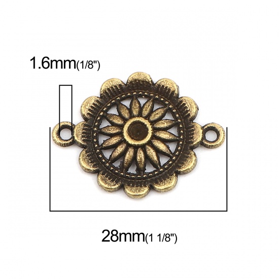 Picture of Zinc Based Alloy Connectors Flower Antique Bronze (Can Hold ss12 Pointed Back Rhinestone) 28mm x 21mm, 20 PCs