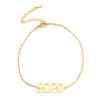 304 Stainless Steel Year Anklet Gold Plated Number Message " 2020 " 21cm(8 2/8") long, 1 Piece の画像