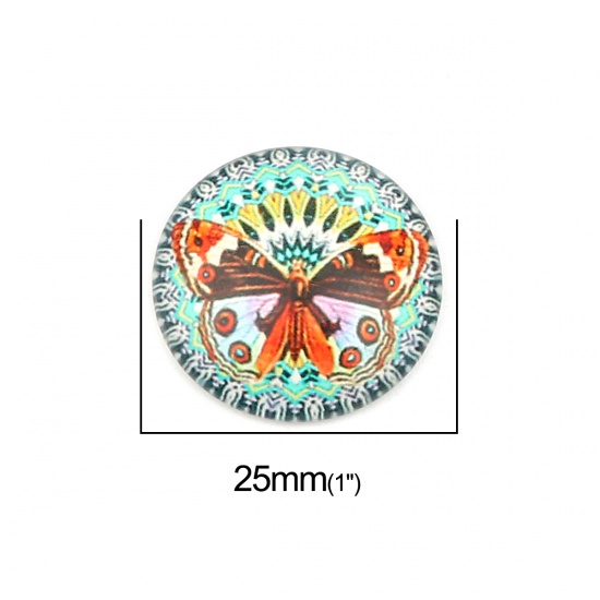 Immagine di Vetro Cupola Dome Seals Cabochon Tondo Flatback A Random Farfalla Disegno 25mm Dia, 20 Pz