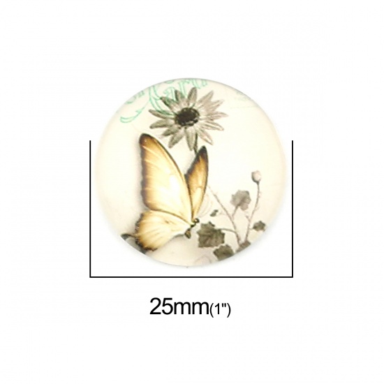 Immagine di Vetro Cupola Dome Seals Cabochon Tondo Flatback A Random Farfalla Disegno 25mm Dia, 20 Pz