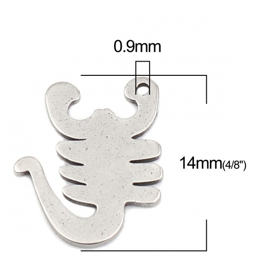 Immagine di 304 Stainless Steel Insect Charms Scorpion Silver Tone 14mm x 12mm, 10 PCs