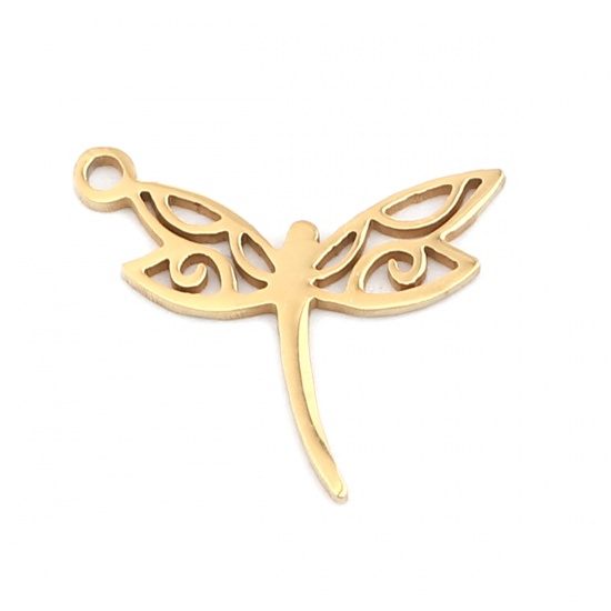 Immagine di 304 Stainless Steel Insect Charms Dragonfly Animal Gold Plated 17mm x 15mm, 5 PCs