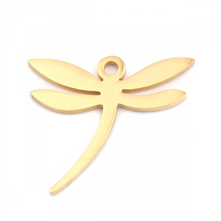304 Stainless Steel Insect Charms Dragonfly Animal Gold Plated 17mm x 15mm, 5 PCs