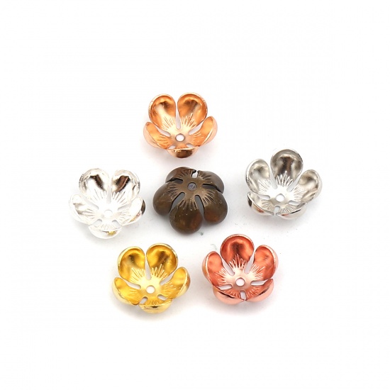 Picture of Brass Bead Cap Flower Rose Gold (Fit Beads Size: 14mm Dia.) 13mm x 13mm, 50 PCs                                                                                                                                                                               